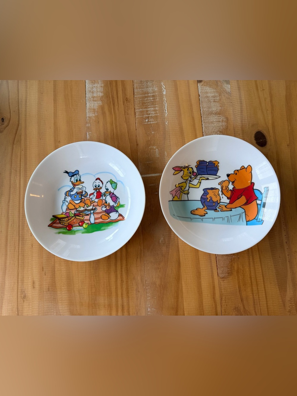 Vintage Walt Disney Production Winnie The Pooh & Donald Duck Kid Plates Melamine